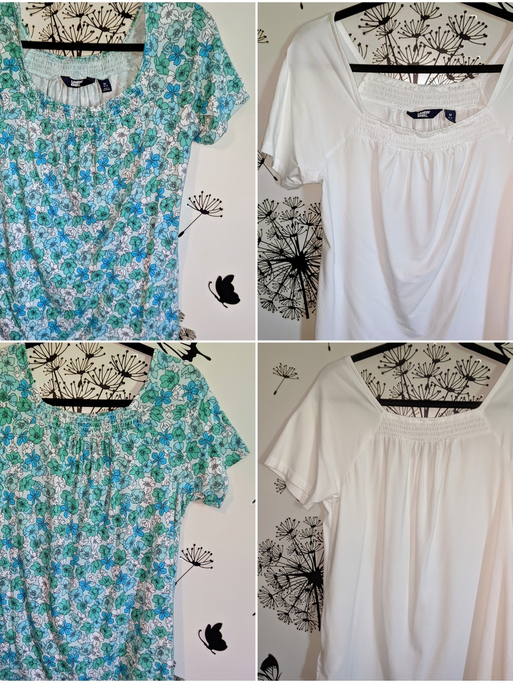 Lands' End Floral & White Scoop-Neck Tops